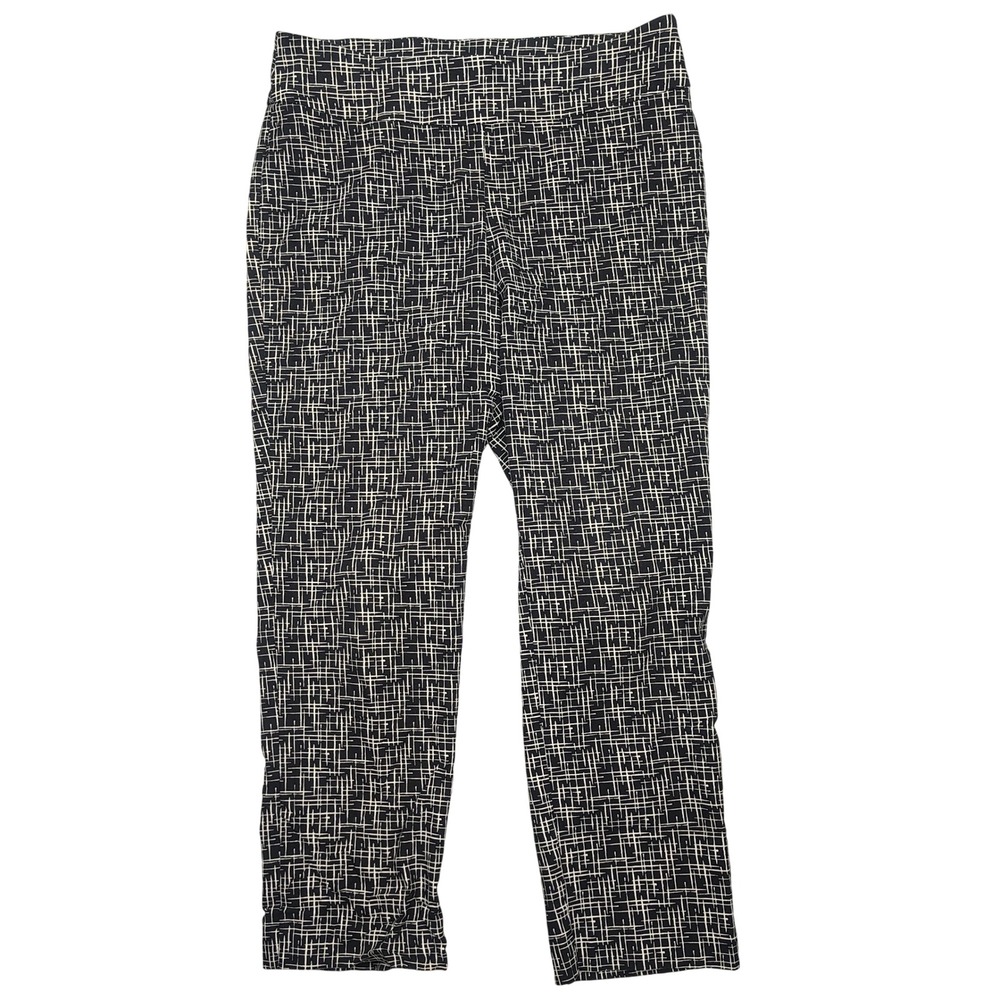 S.C. & CO. Trousers Women 12 Black White Grid Abstract Stretch Rayon Blend